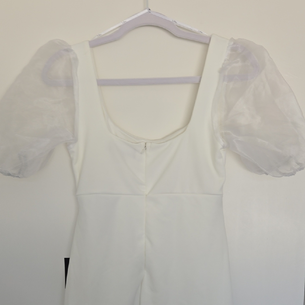 Lulu's White Puff Sleeve Dress - Picture 7 of 7